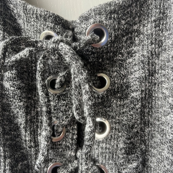 Heather Grey Lace-Up Body Suit, Express, size M Petite - Picture 2 of 6